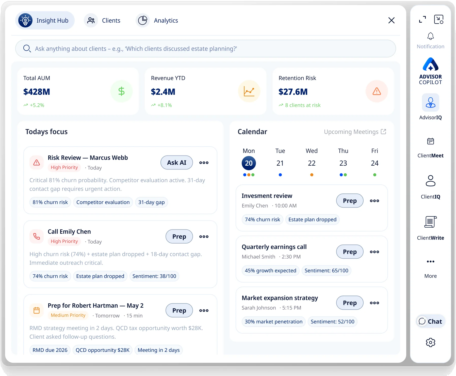 AdvisorIQ — product screen